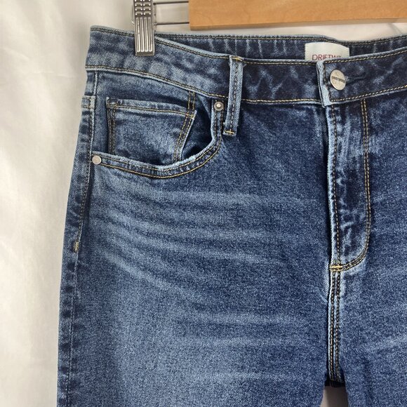 Anthropologie Driftwood Kelly Straight Leg Medium Wash Jeans Womens Size 31 - Picture 3 of 10